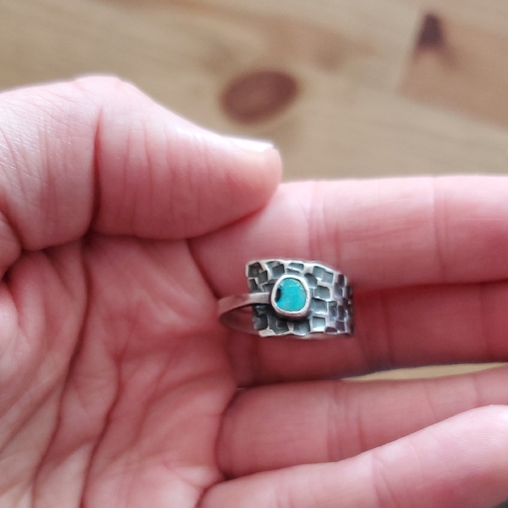 Silver Ring with Turquoise Opal Stone